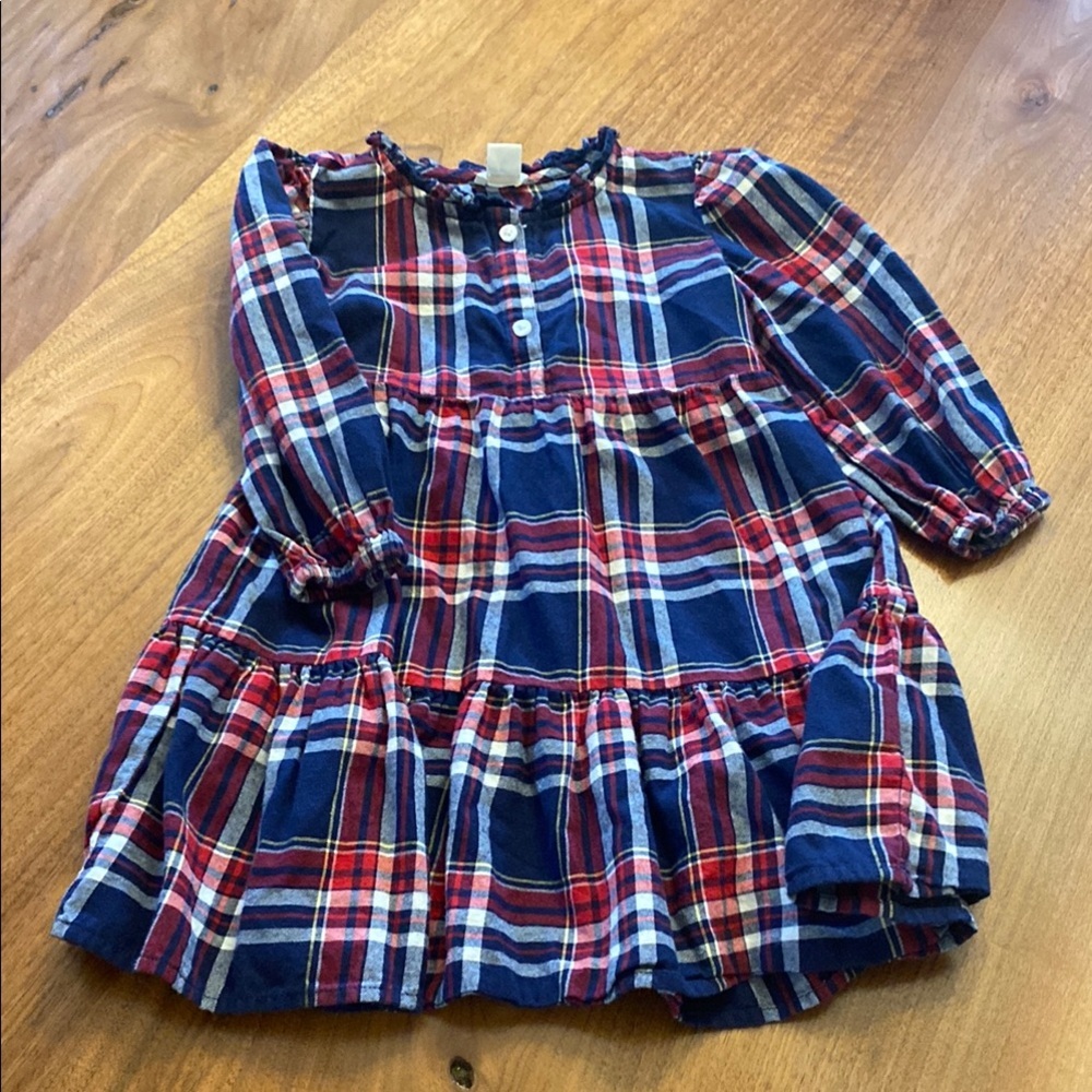 Crewcuts flannel plaid dress with ruffle bottom. Size 4
